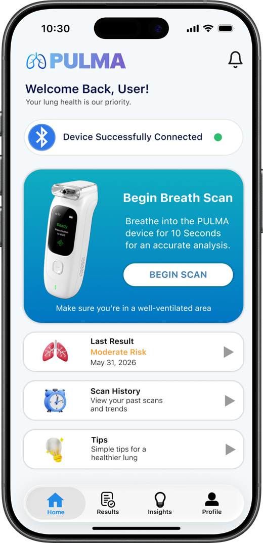 Pulma app home screen